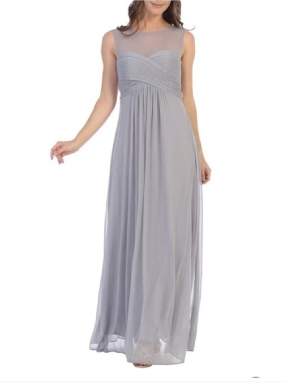 Birdy Grey NWT Ryan Silver Bridesmaid Dress with Mesh Yoke - Size S